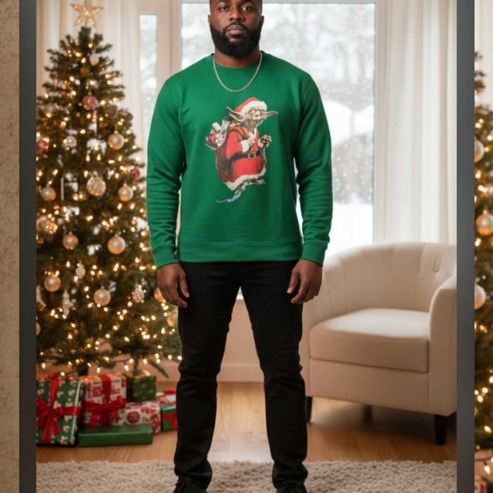 Star Wars Green Yoda Santa Crewneck Sweater